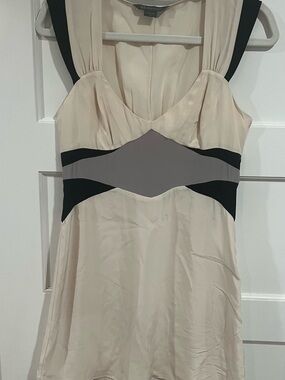 Armani Exchange Cream Mini Dress with Black and Gray Panels
